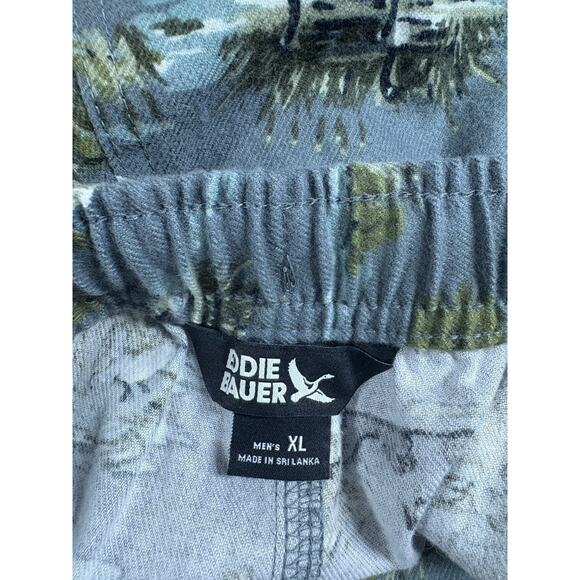 Eddie Bauer Sleep Pants Mens Size XL Slate Cotton Animal Print Flannel Lounge - Picture 12 of 13
